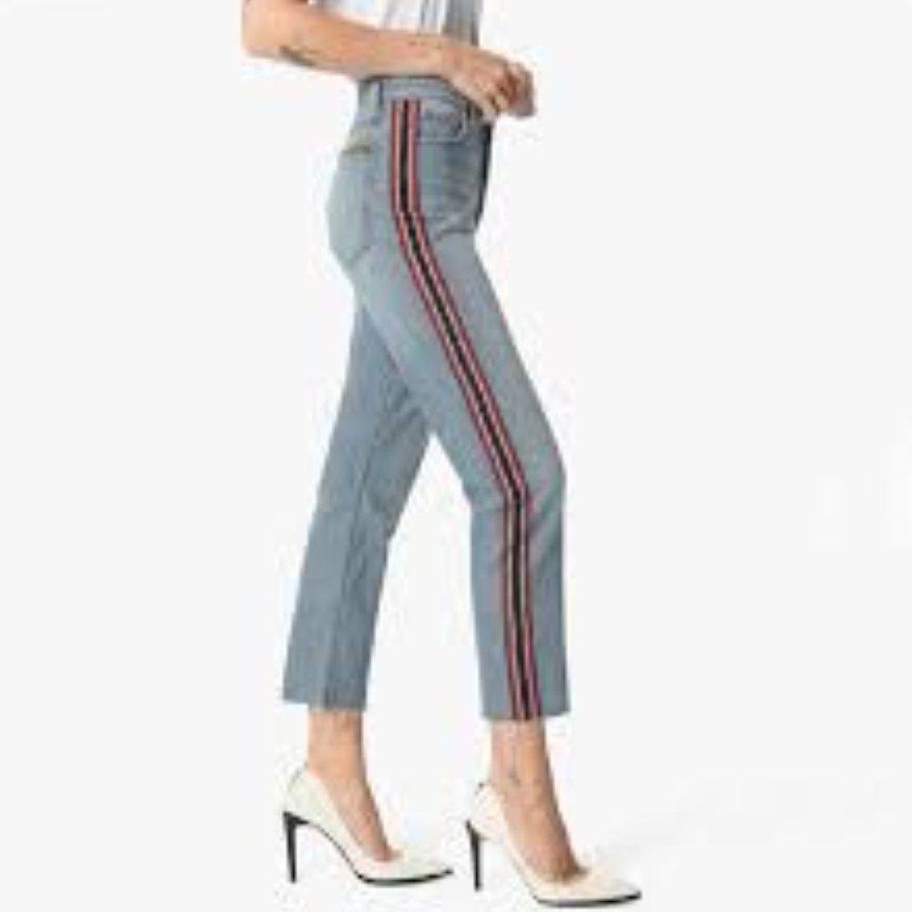 Joe's Jeans Blue Ankle & Cropped with Red Stripe